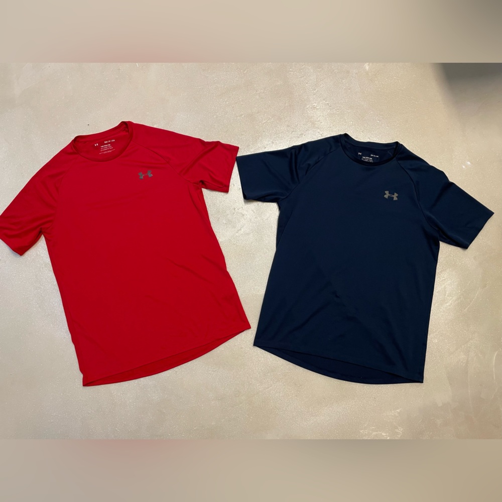Small Under Armour Tech Tee’s Red & Navy Bundle of 2
